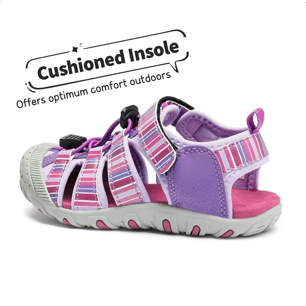 Dream Pairs Kids Striped Purple and Pink Sandals. New in box!